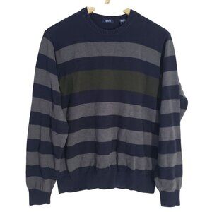 Izod Mens Striped Knit Crewneck Sweater Size M Casual Preppy Classic Fall Winter